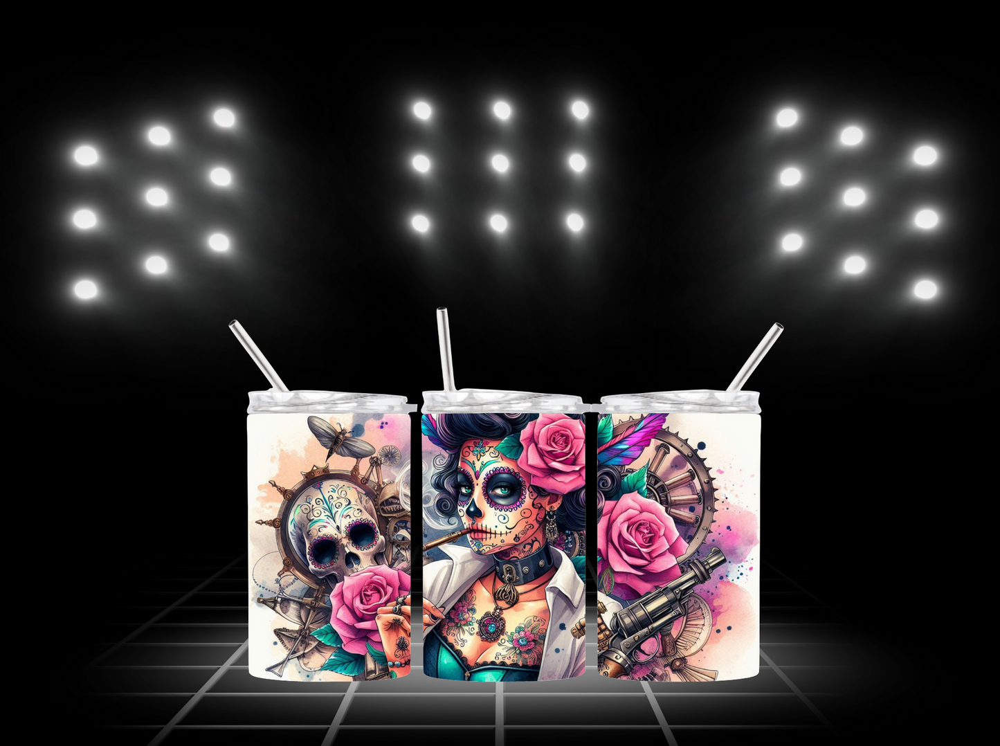 Sugar skull with antique gun 2Face Graphics