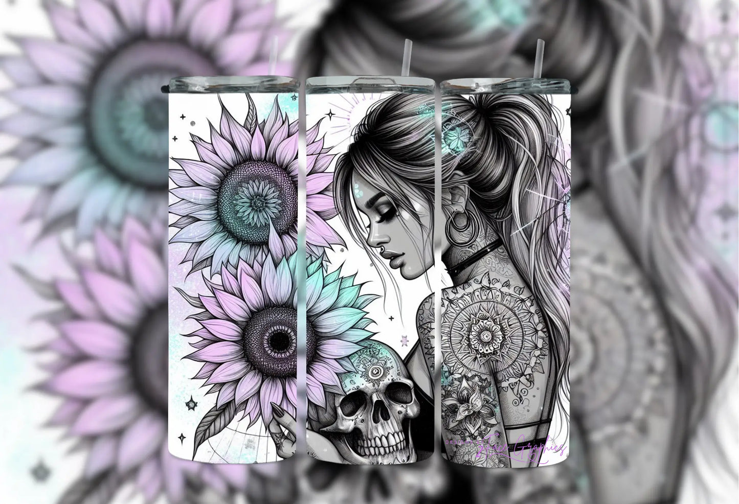 Sunflower Skull Candy Girl 2Face Graphics