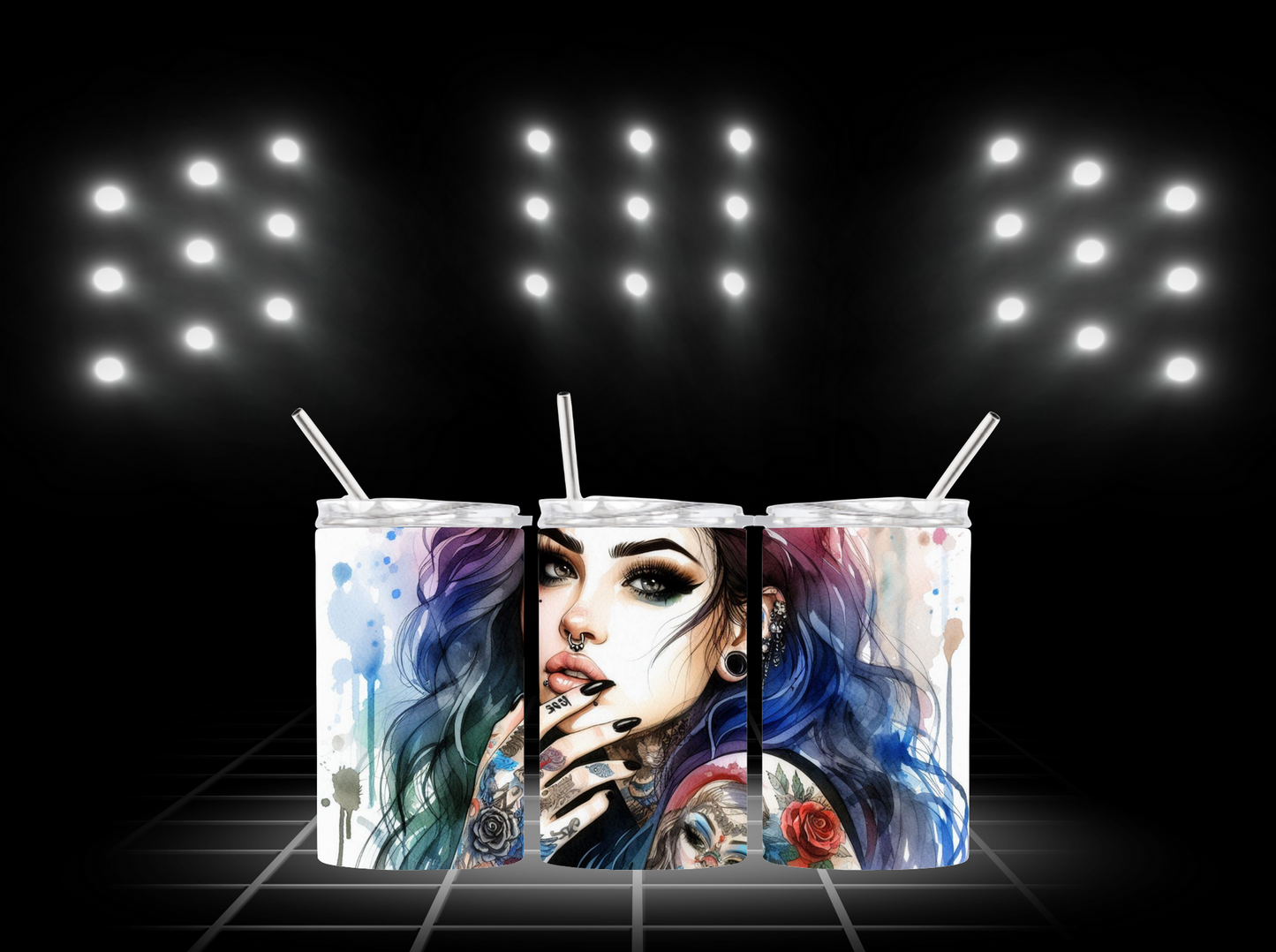 Watercolor girl thinking 2Face Graphics