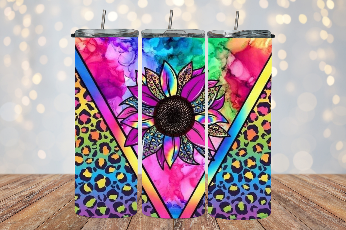 Multi Color Sunflower Cheetah 2Face Graphics