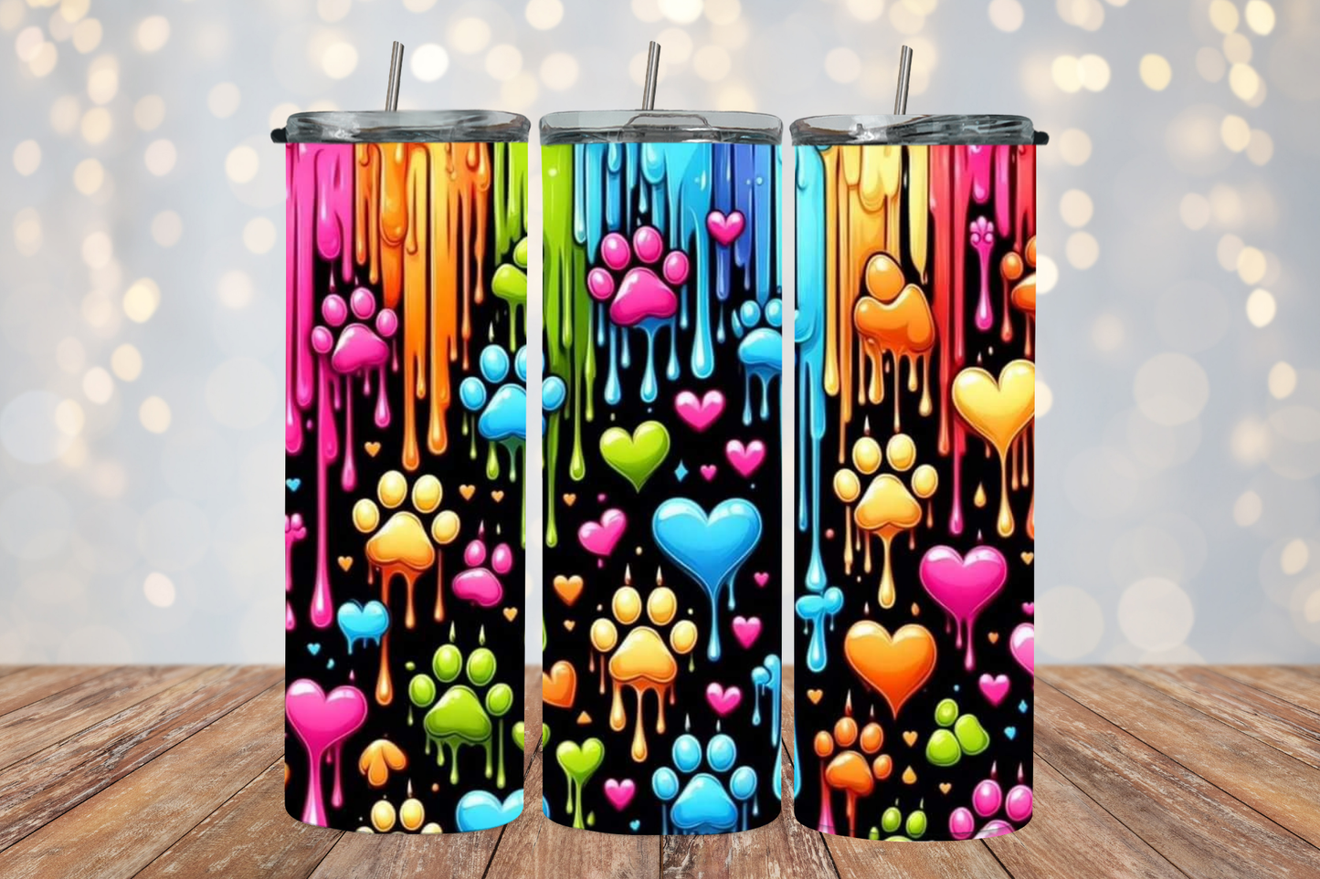 Multi Color Paws 2Face Graphics