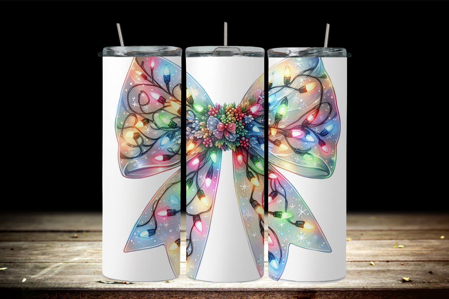 Christmas Bow With Lights 2Face Graphics