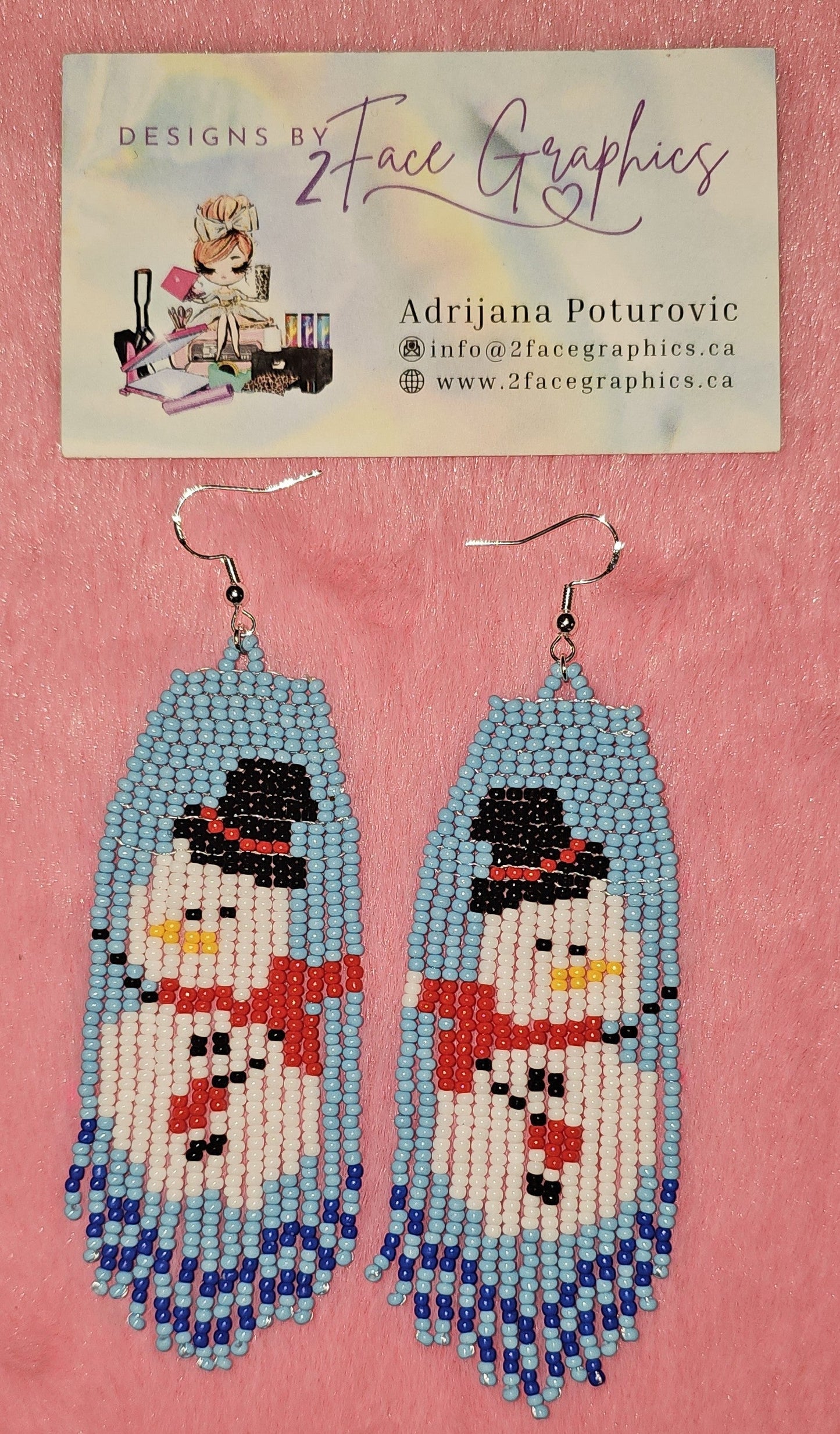 925 Silver Snowman Blue 2Face Graphics