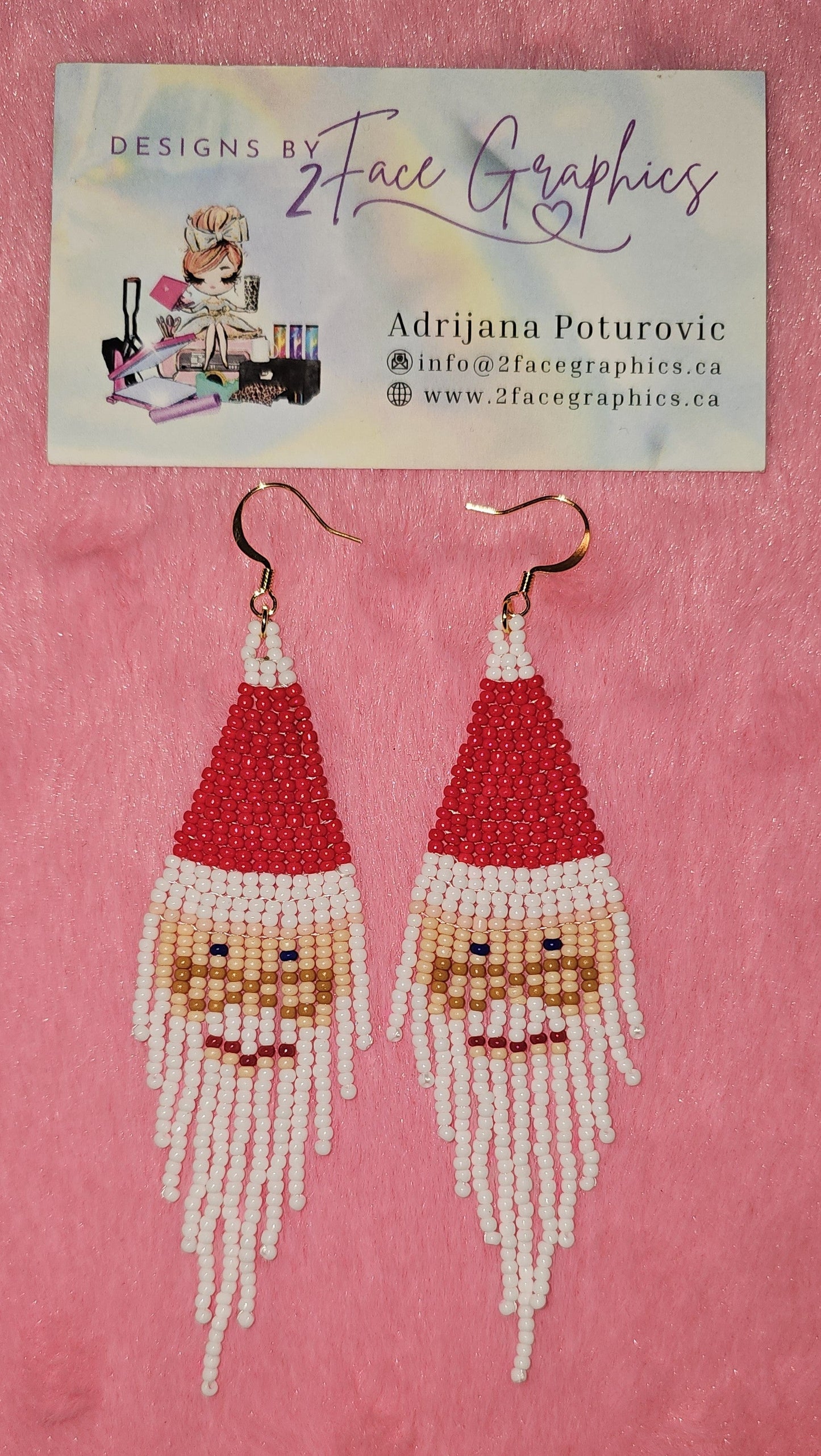24K Gold Santa Earrings With Glasses 2Face Graphics