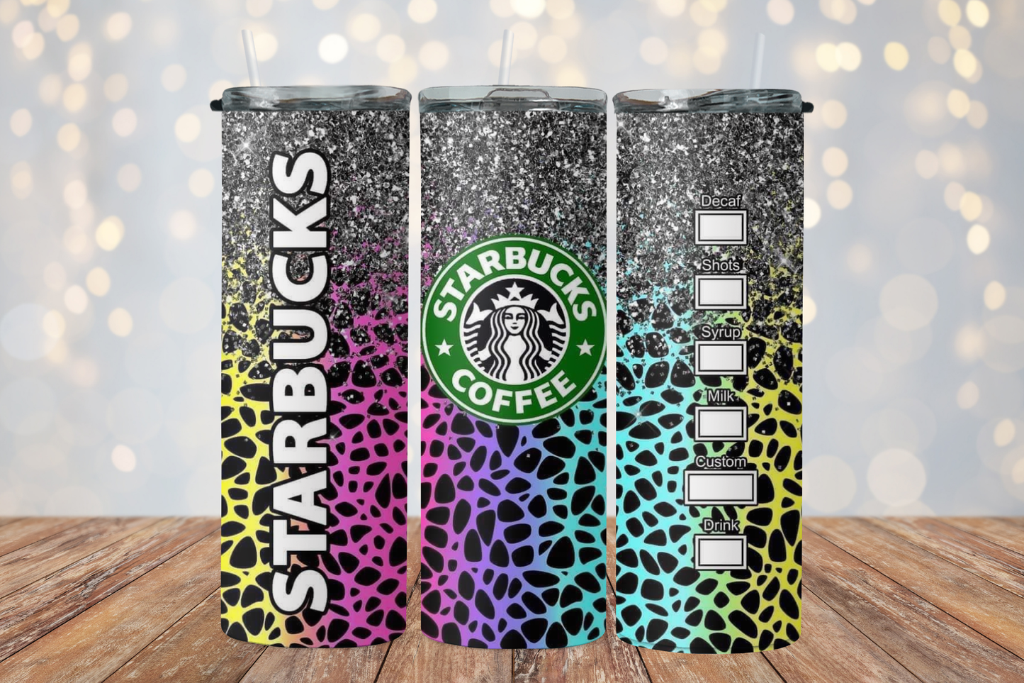 Neon Cheetah Sparkle Starbucks