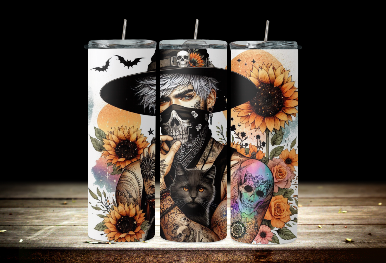 Gothic Bandana with sunflowers 2Face Graphics