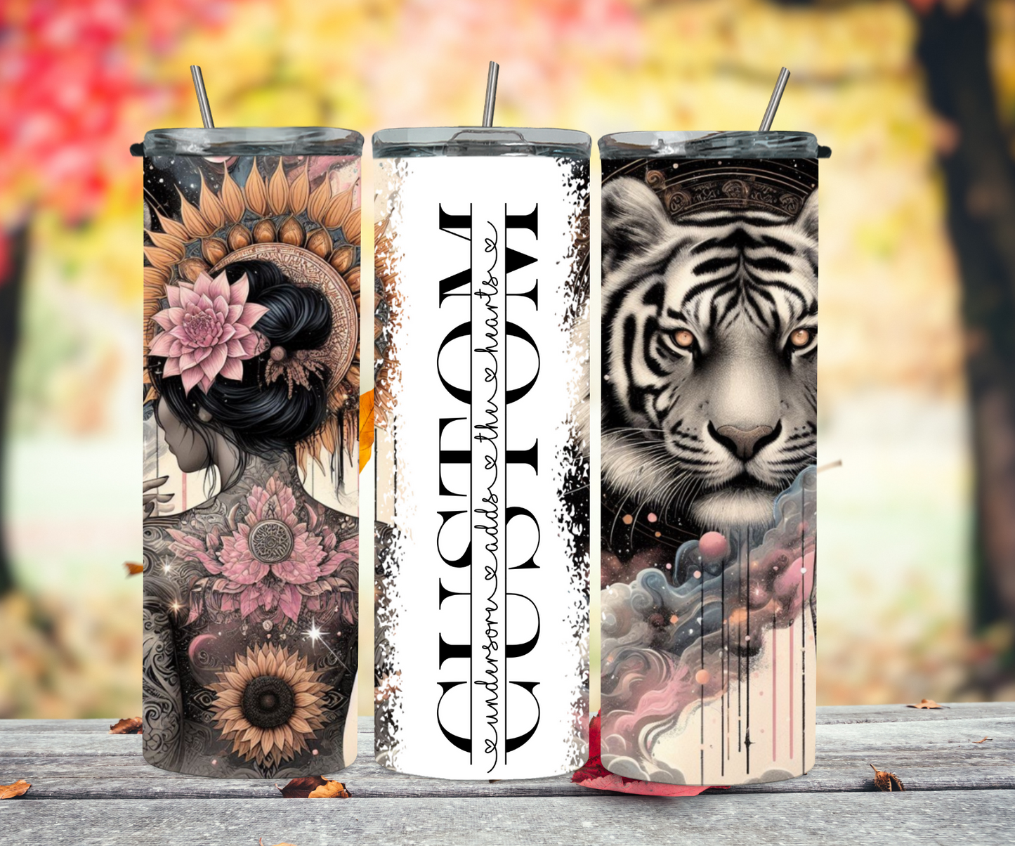 Girl with white tiger 2Face Graphics