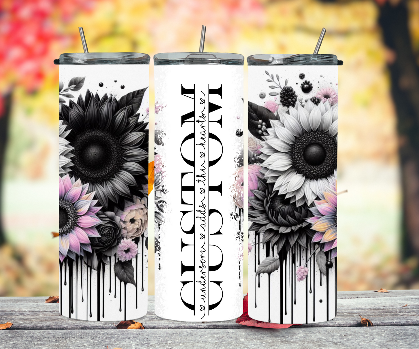 Black sunflower with purple 2Face Graphics
