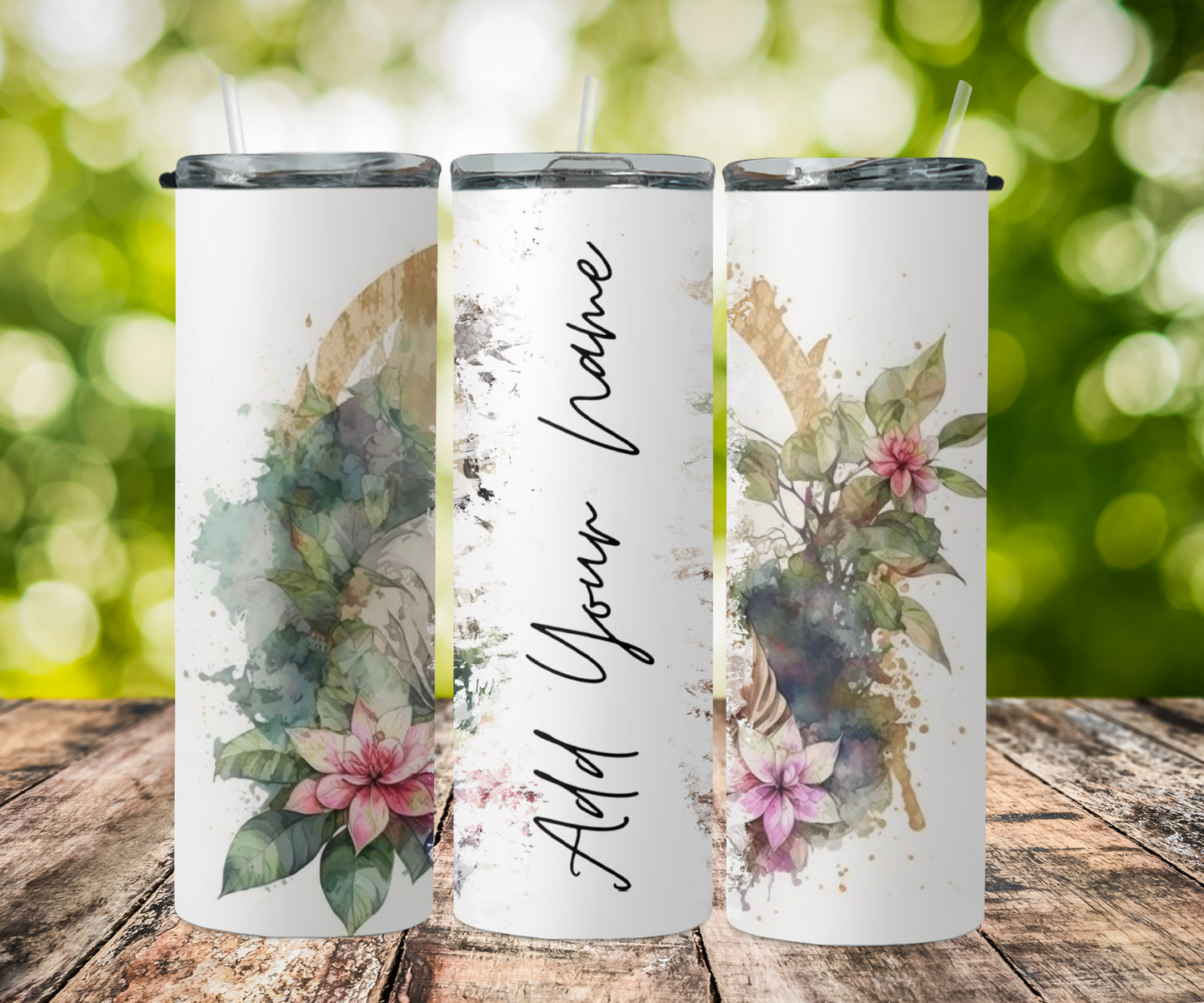 seamless split name- boho elegant watercolor flowers 2Face Graphics