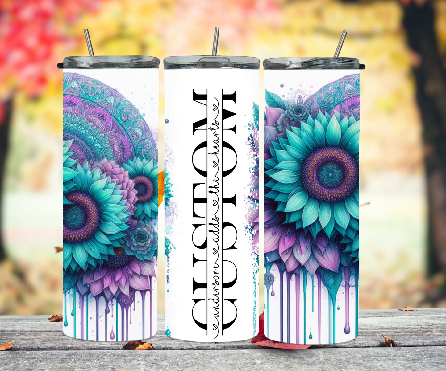 Turquoise mandala sunflower 2Face Graphics