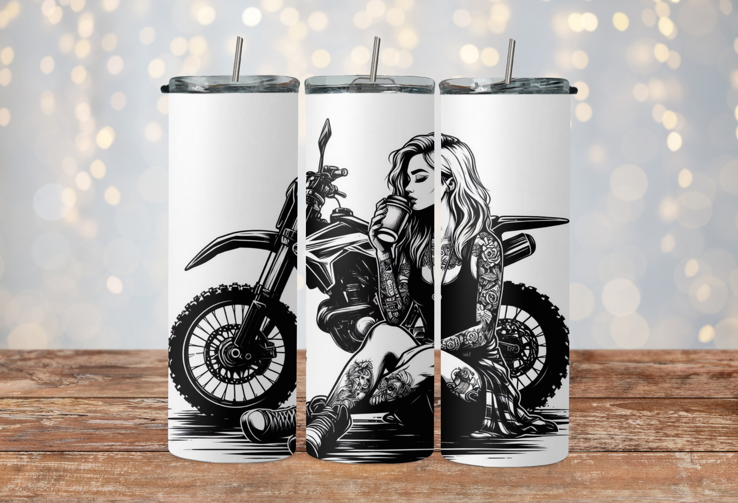 black and white dirt bike girl 2Face Graphics