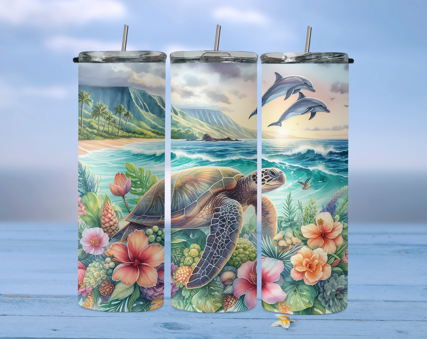 Sea turtles with dolphins 2Face Graphics