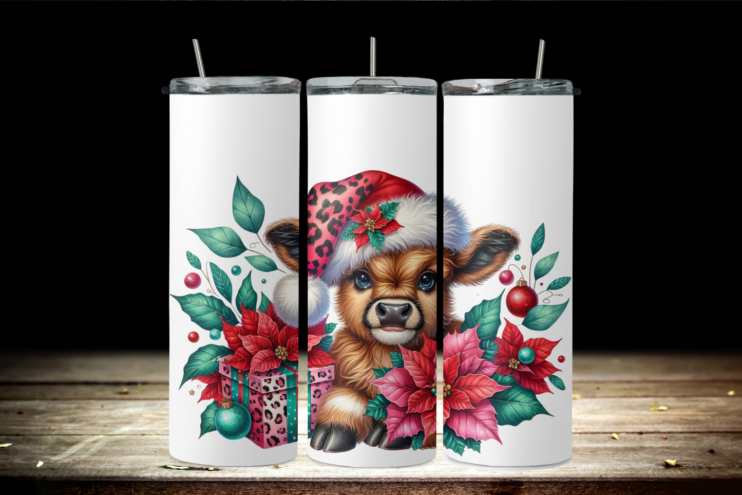 Baby Highland Cow Christmas Cheetah 2Face Graphics
