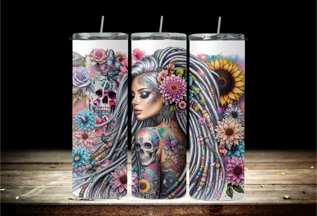 girl with dreadlocks and sunflowers