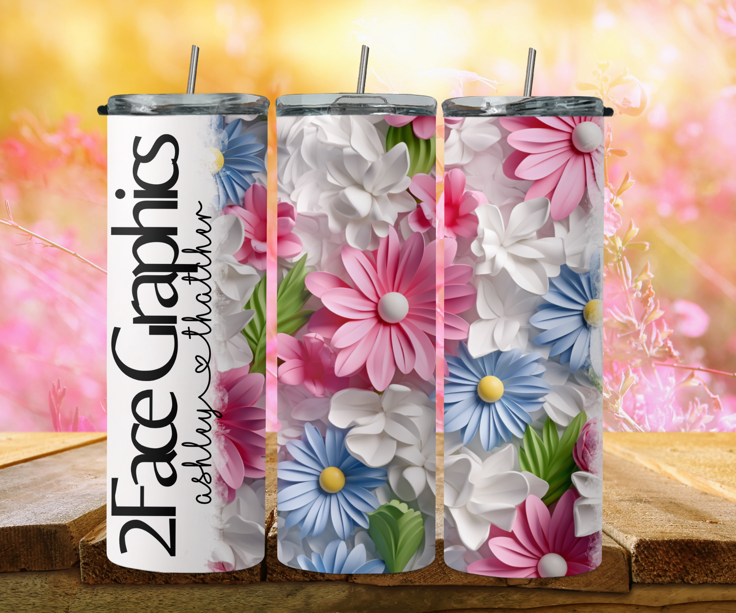 3D colorful daisy 2Face Graphics