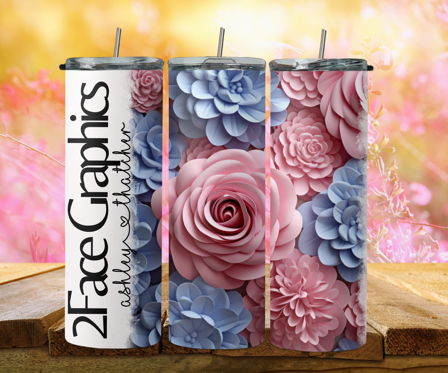 3D dandelion flower blue 2Face Graphics