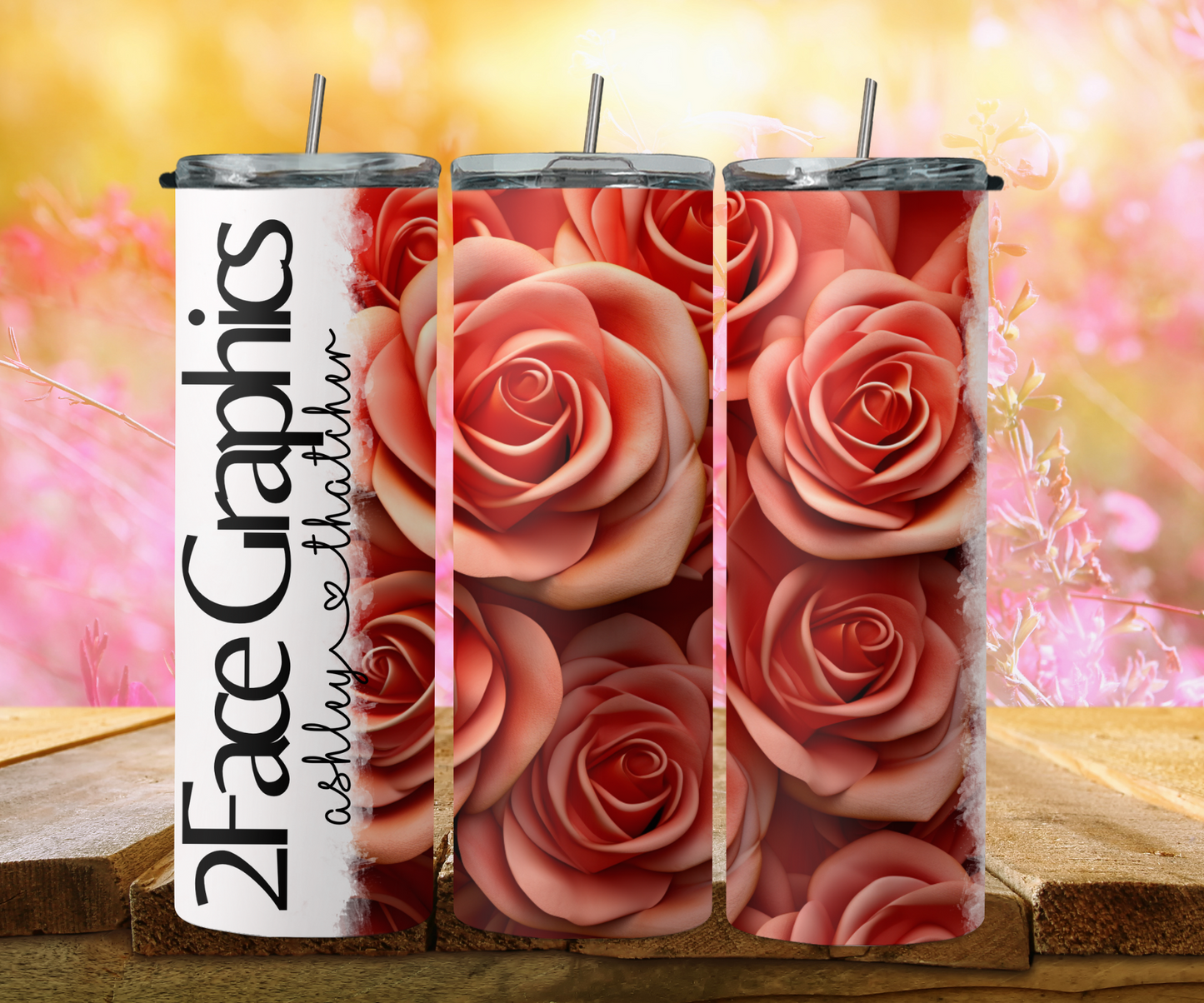 3D pink rose 2Face Graphics