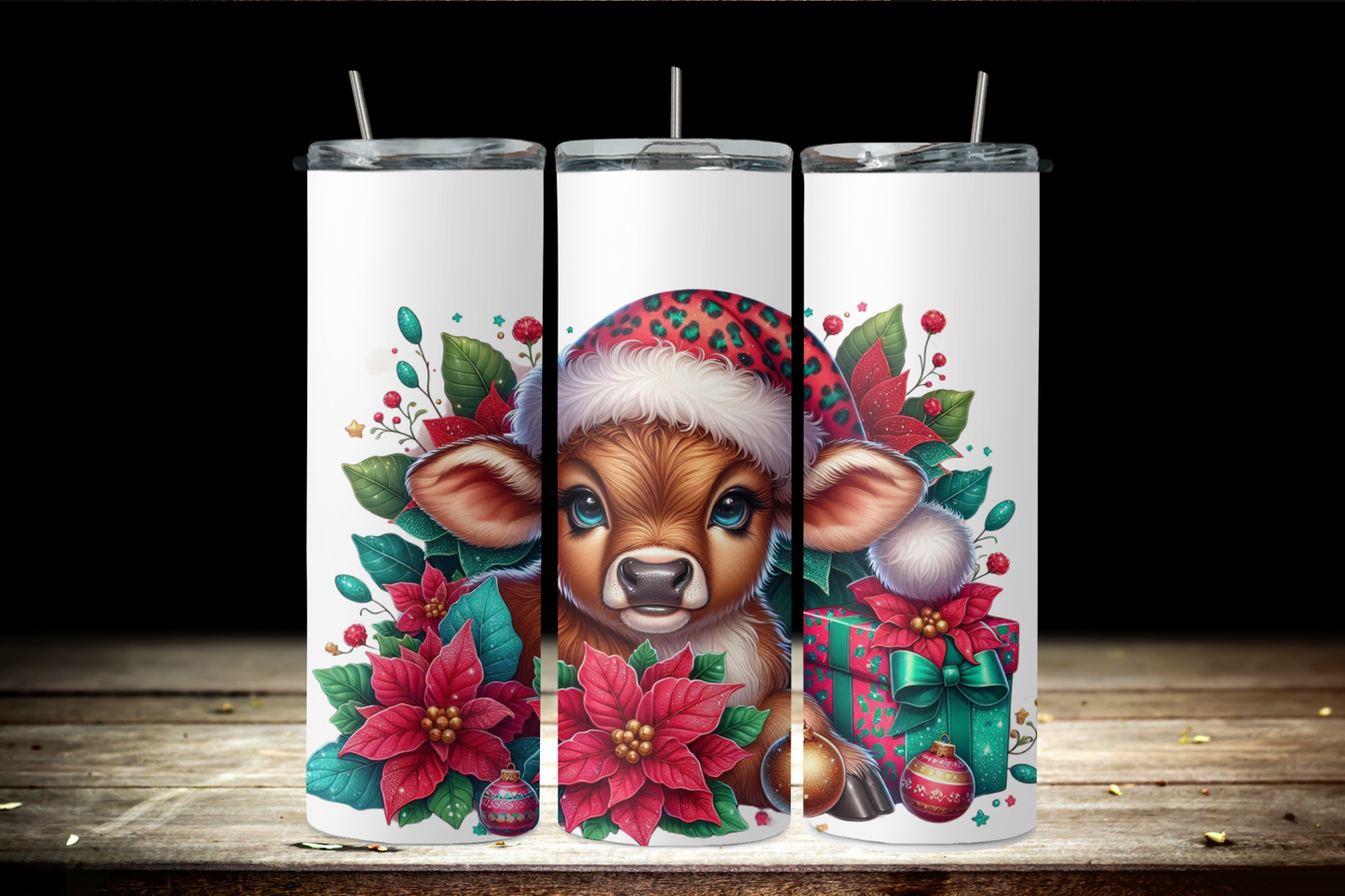 Baby Highland Cow Christmas Cheetah present 2Face Graphics
