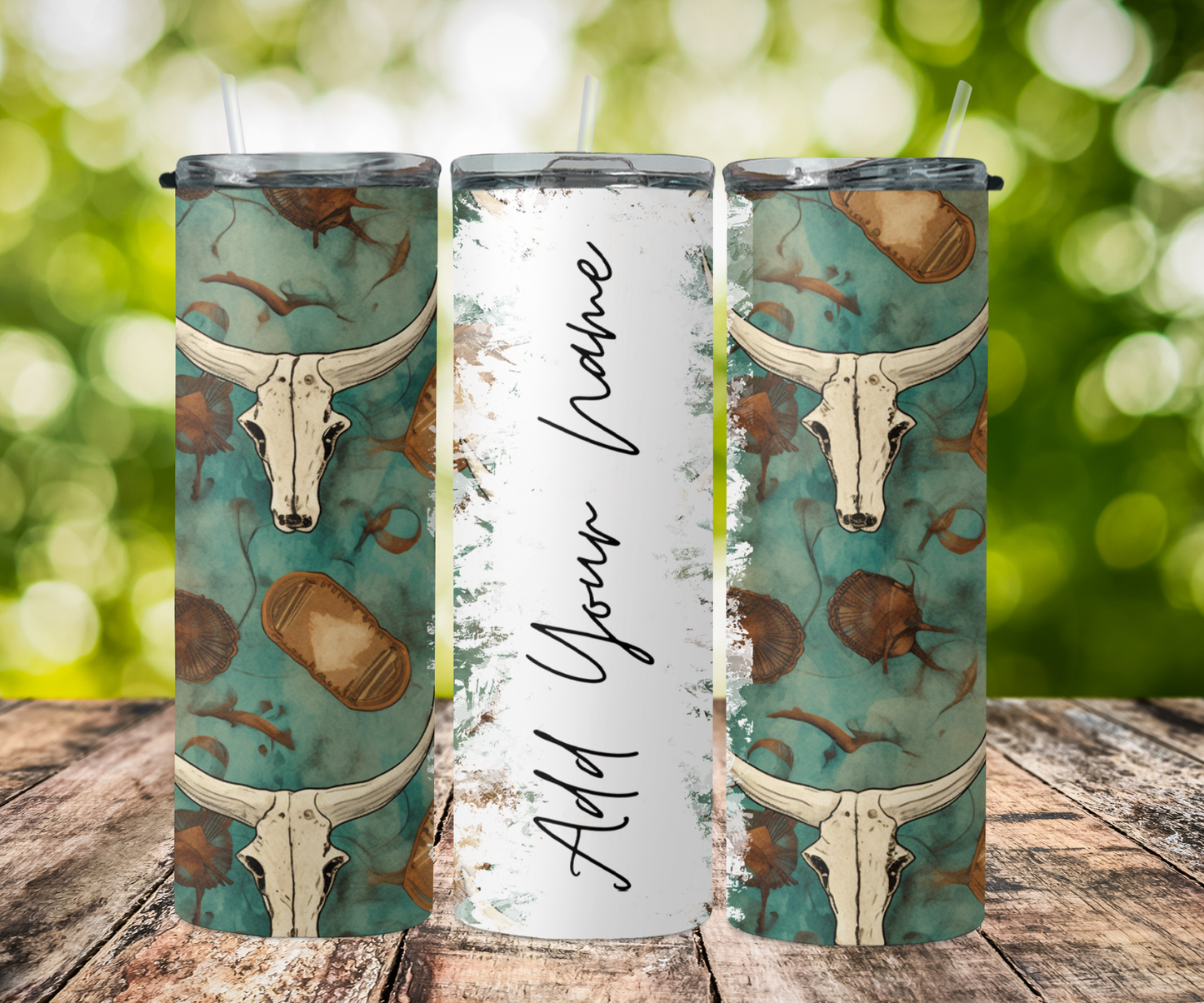 seamless split name- western style white bull skull 2Face Graphics