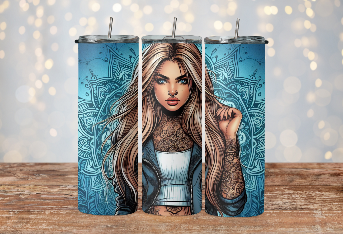 blue mandala dirty blonde long hair girl 2Face Graphics