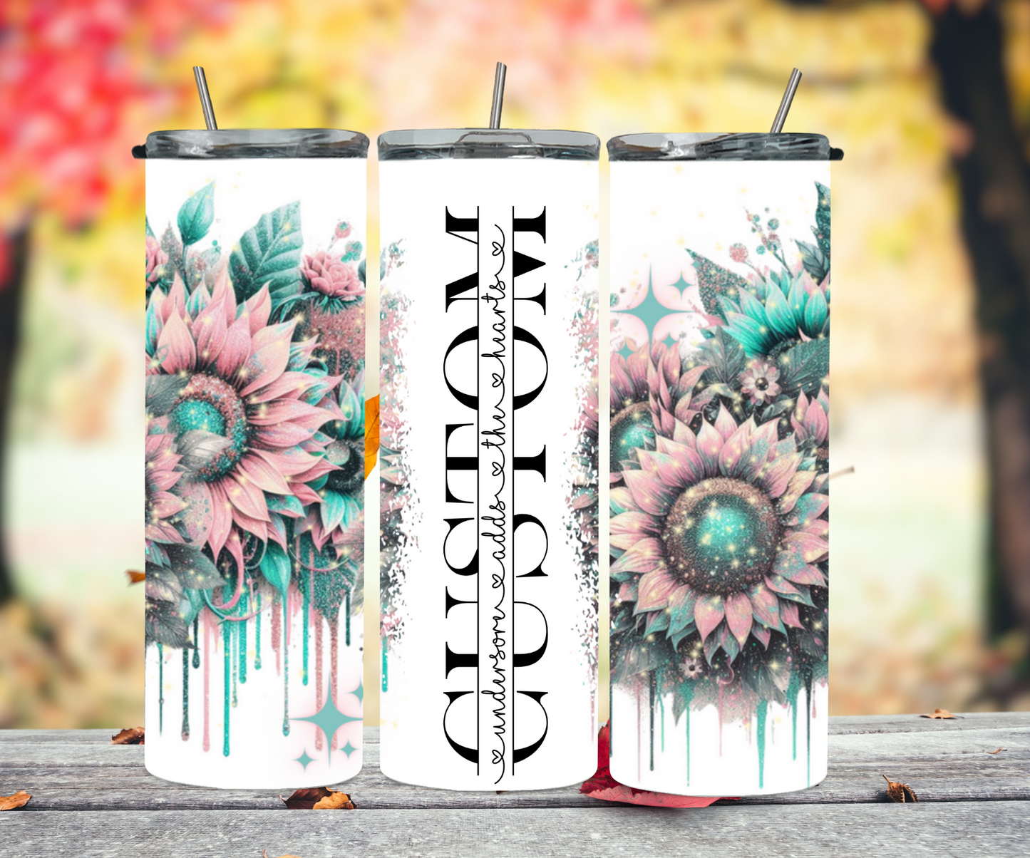 Sparkle pastel dripping sunflower 2Face Graphics