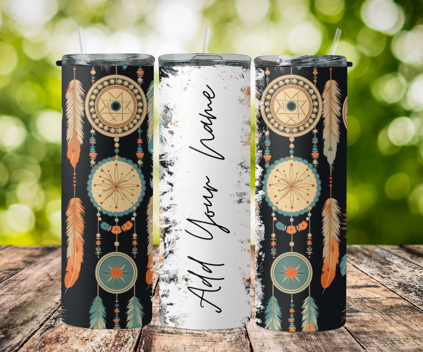 seamless split name- western style dream catcher black background 2Face Graphics