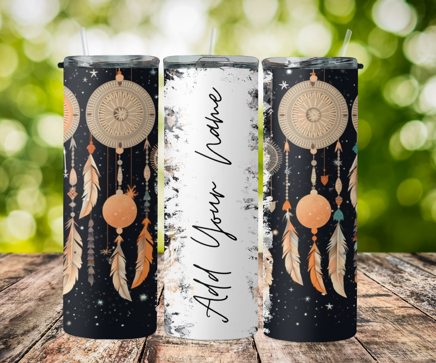 seamless split name- western style vintage dream catcher black background 2Face Graphics