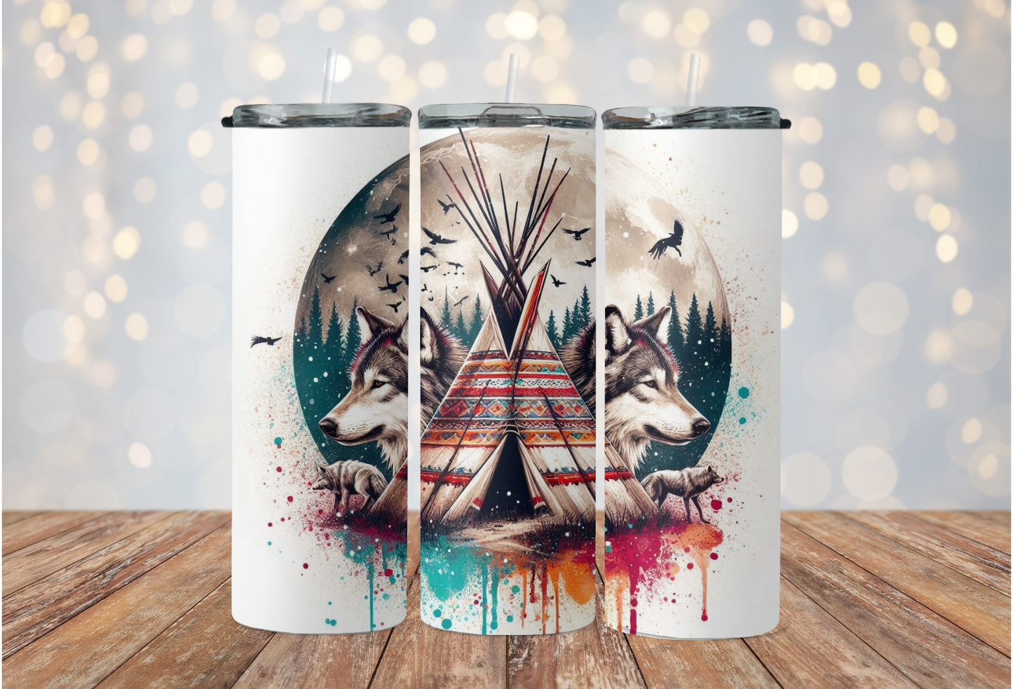 Teepee with Wolf 2Face Graphics