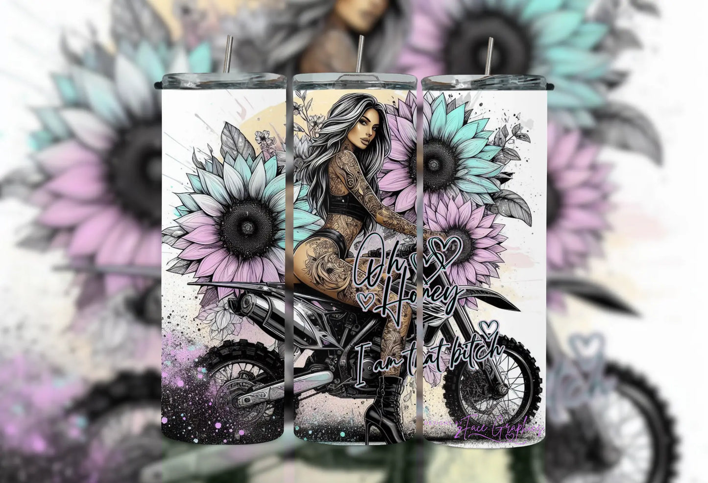 O I Am That Bitch Sugar Skull Girl Tumbler 2Face Graphics