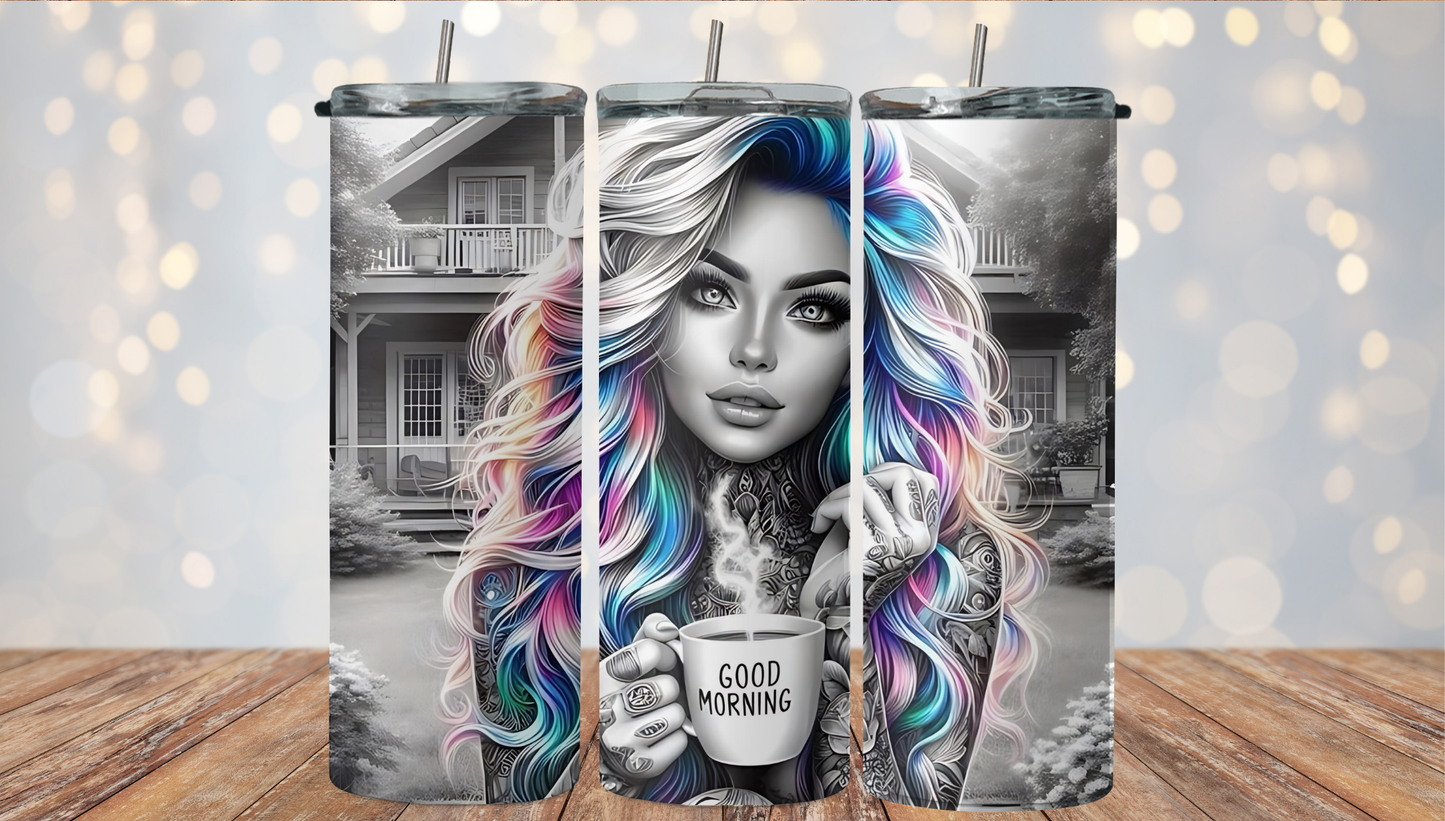 BW bright hair girl 2Face Graphics