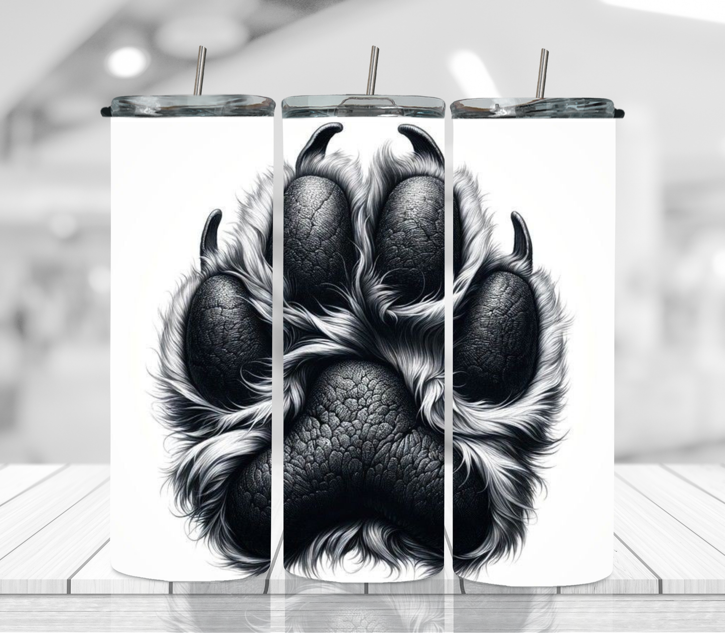 BW paw print claw