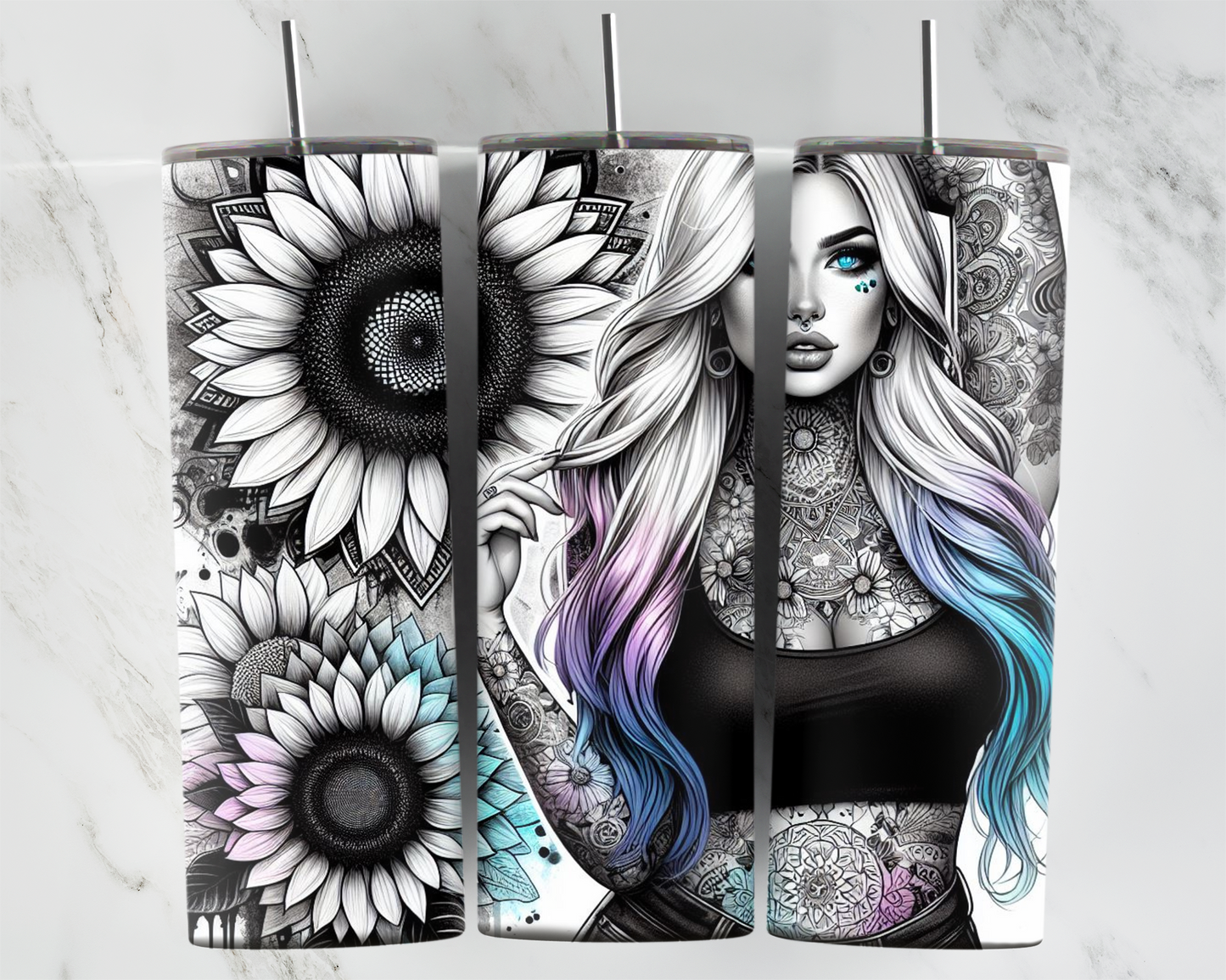 Tattoo Pastel Hair Tips