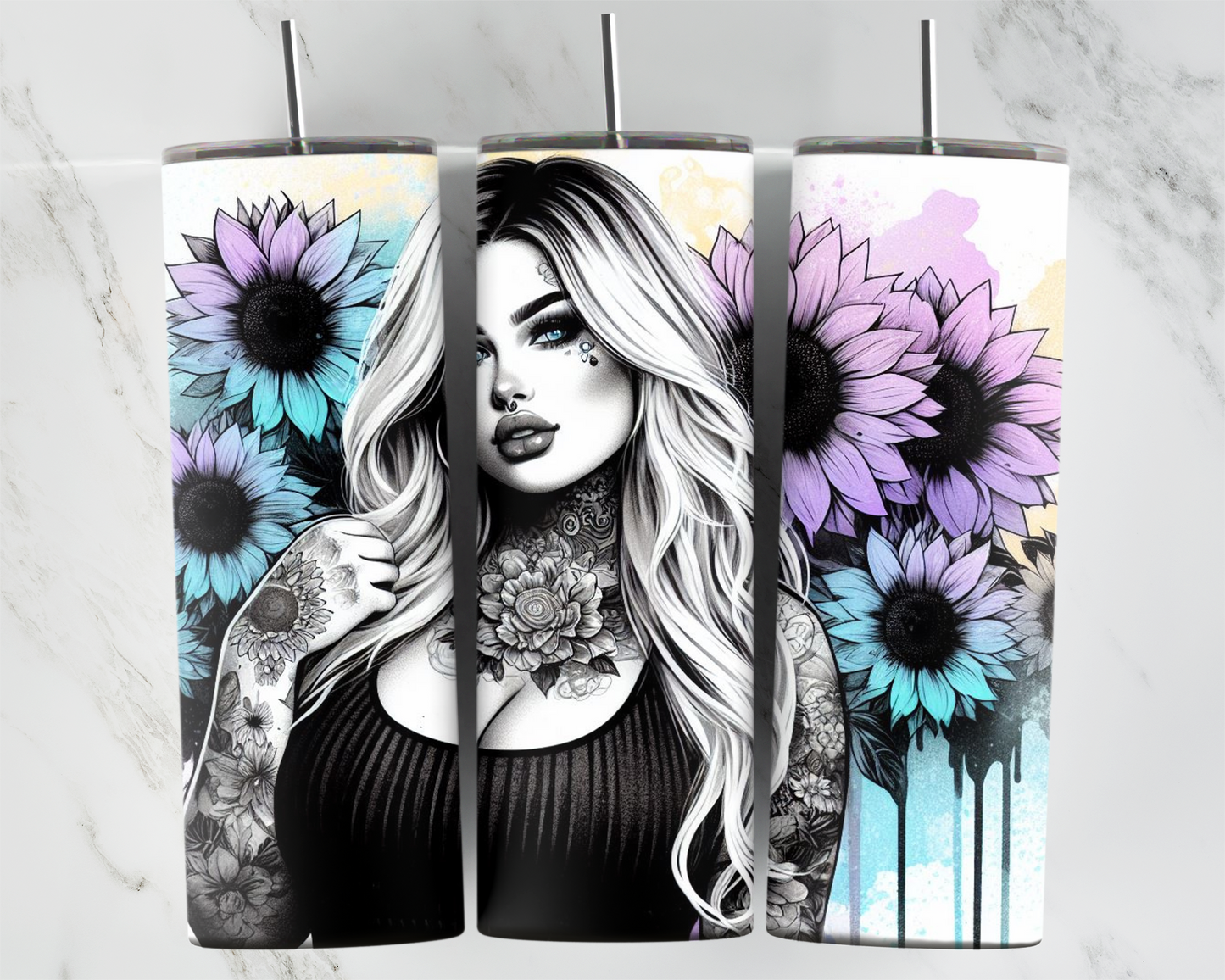 Tattoo Pastel Girl Black Top