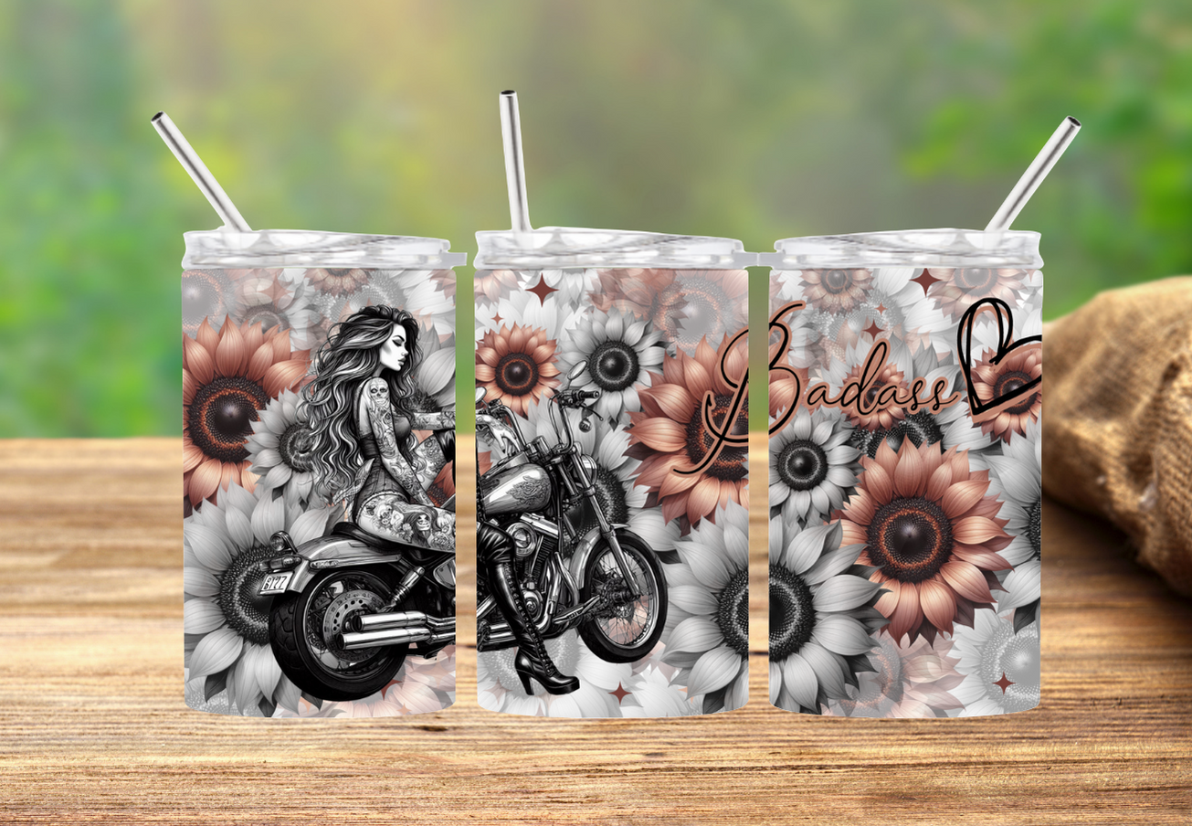 Badass gold sunflower biker