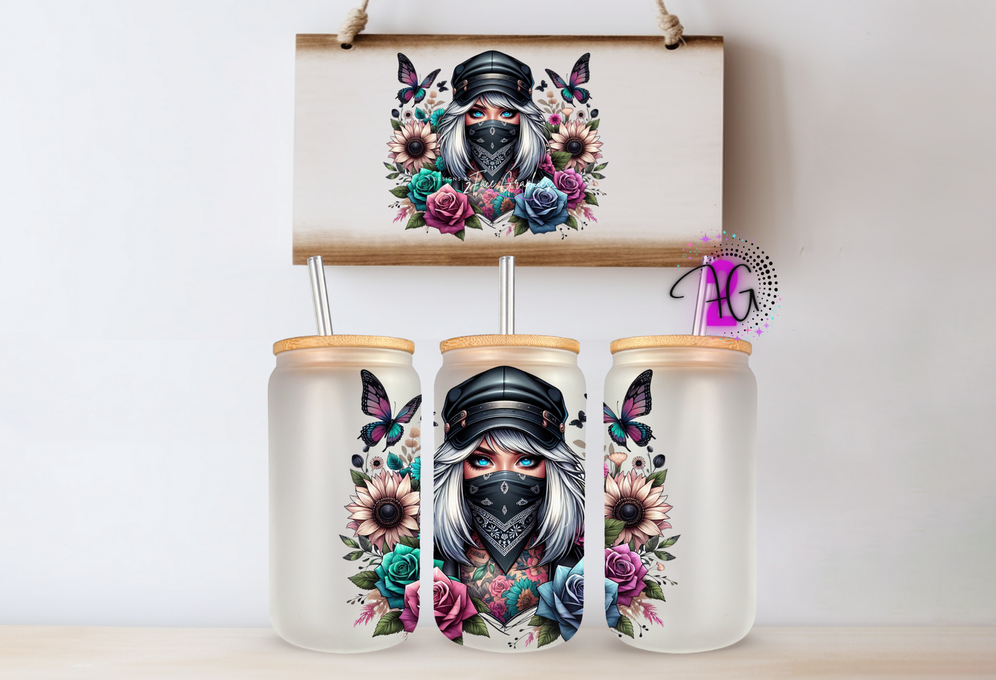 Bandana girl with roses 2Face Graphics