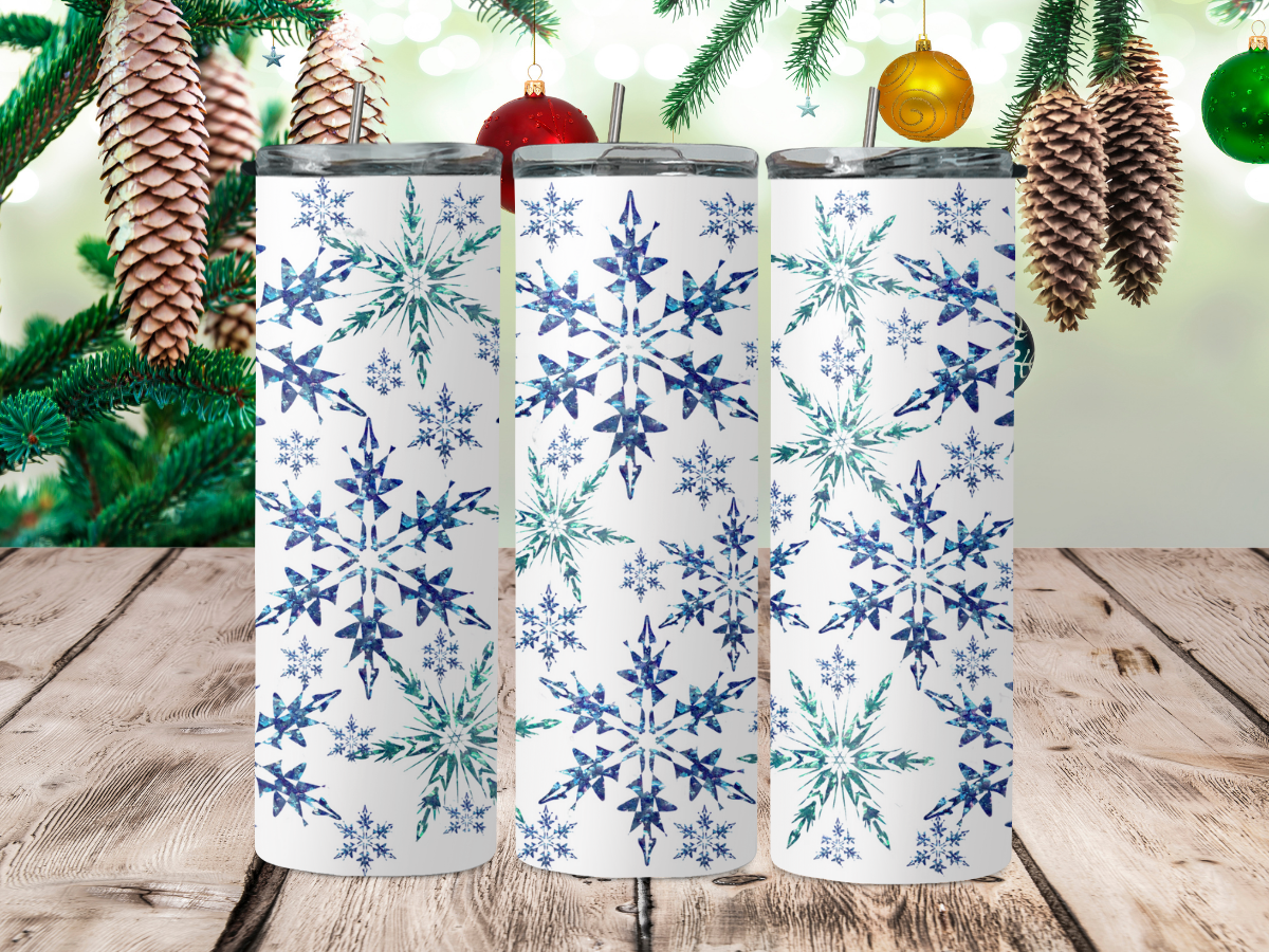 Blue green snowflake 2Face Graphics