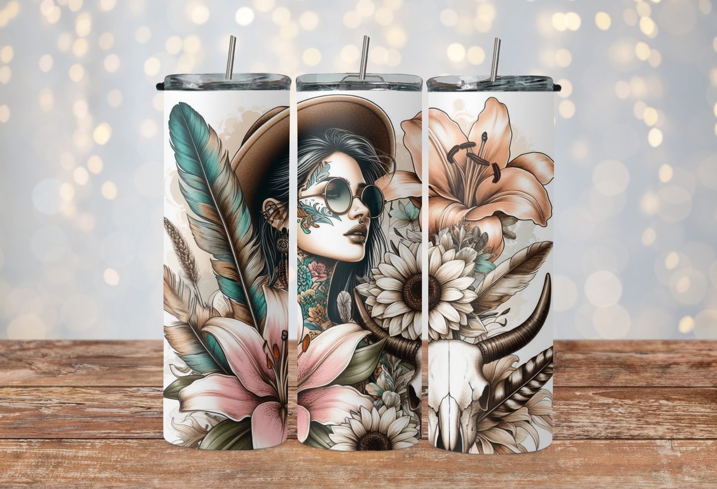Boho style girl with tattoos wearing glasses 2Face Graphics
