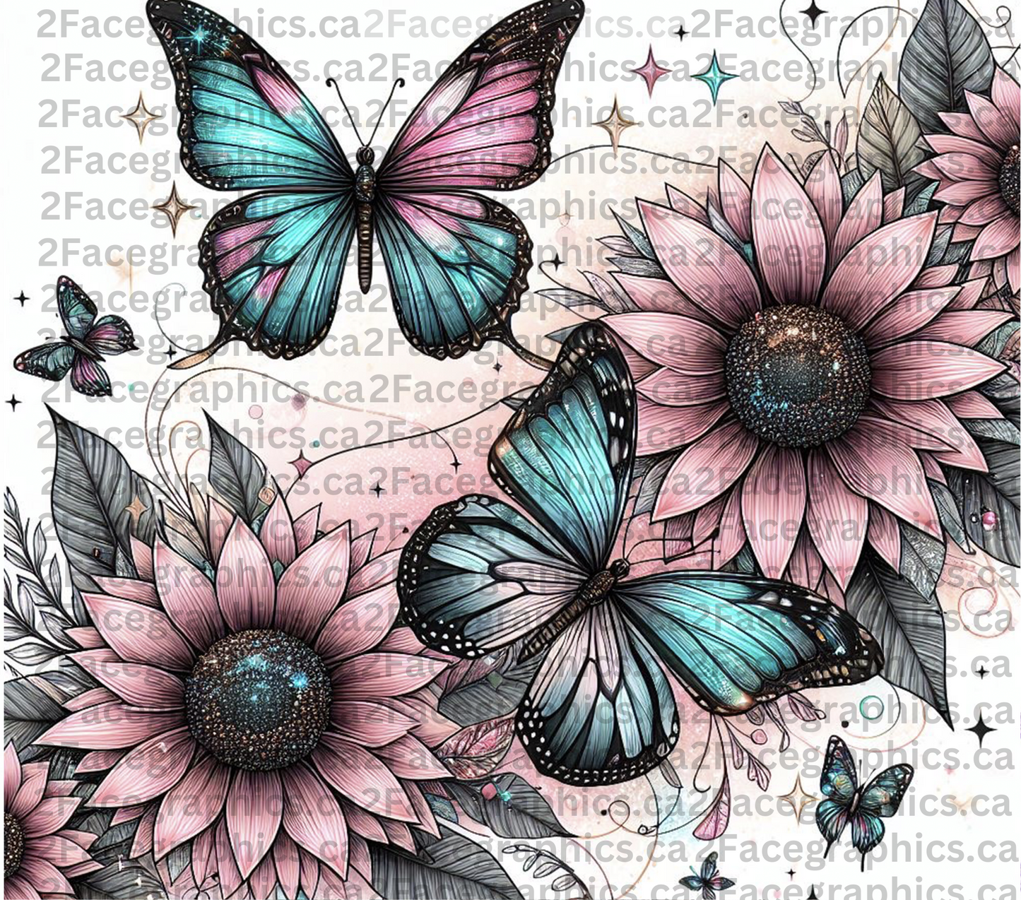 Butterfly Sunflower WRAP 2Face Graphics