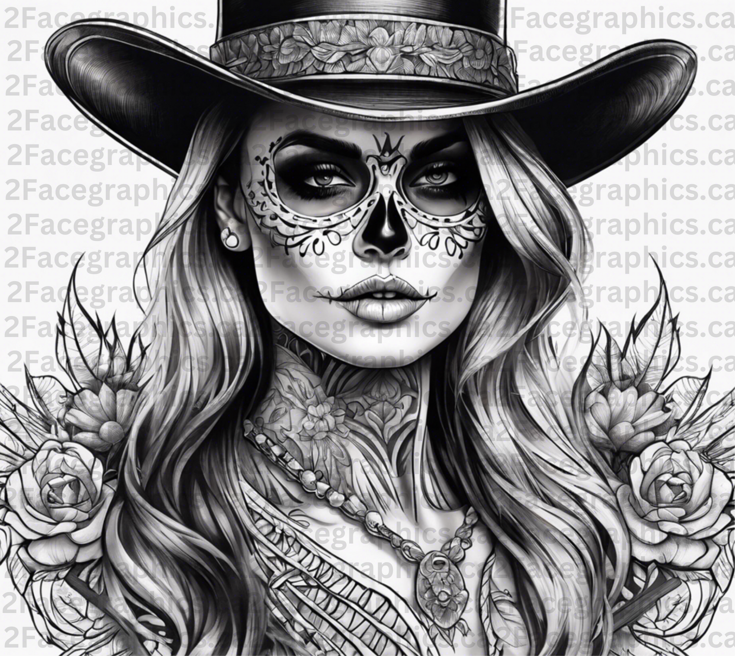 BW sugar skull girl WRAP 2Face Graphics