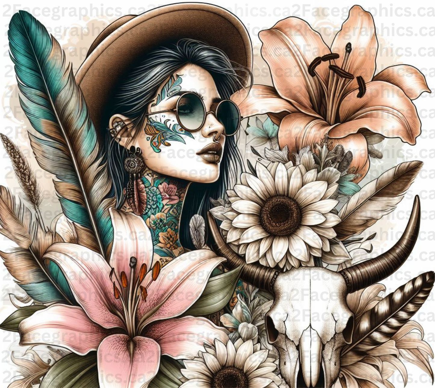 Boho style girl wearing glasses WRAP 2Face Graphics