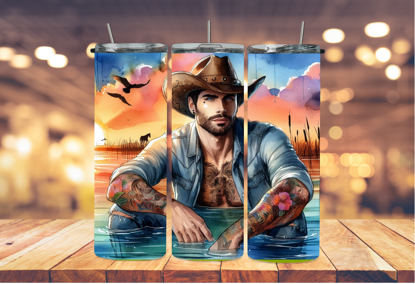 cowboy in the water with tattoos 2Face Graphics