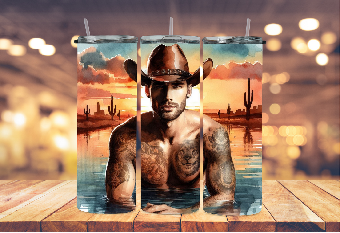 cowboy in the water desert setting 2Face Graphics