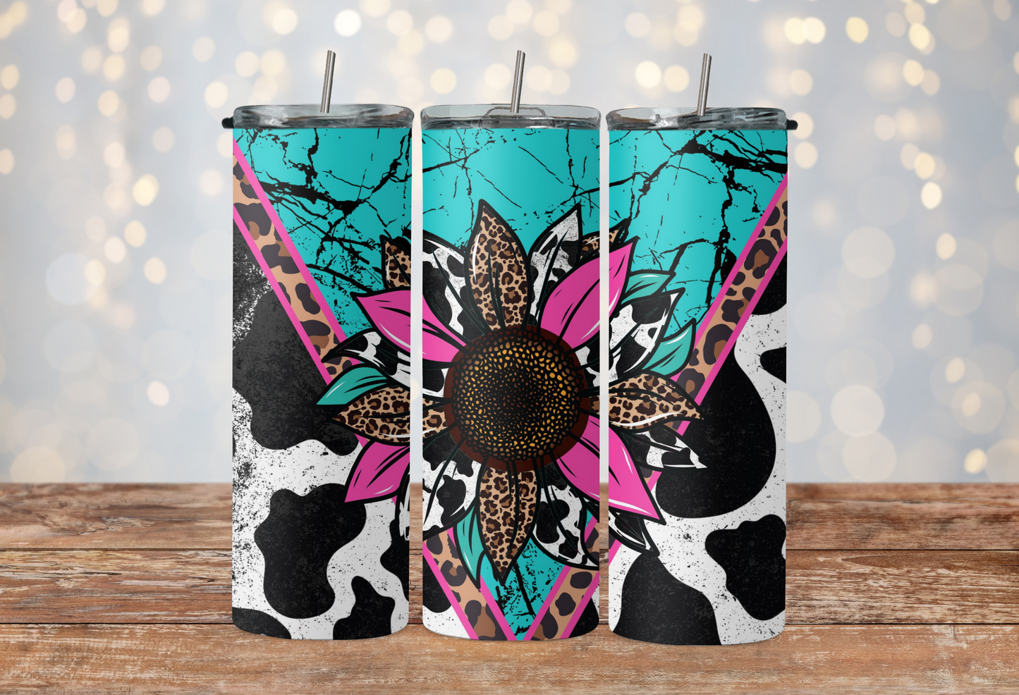 Cow print with leopard sunflower 2Face Graphics