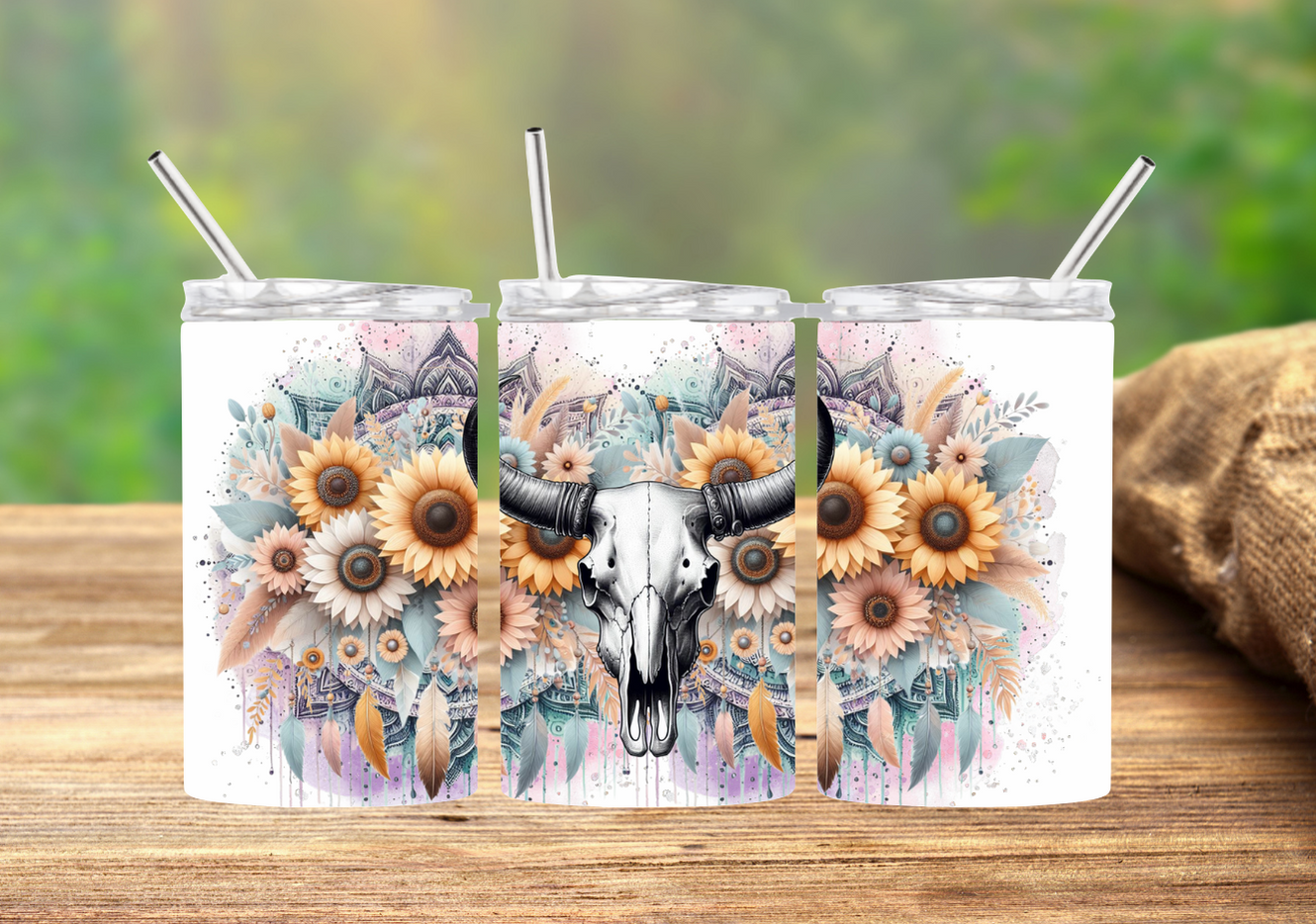 Cow skull sunflower 2Face Graphics