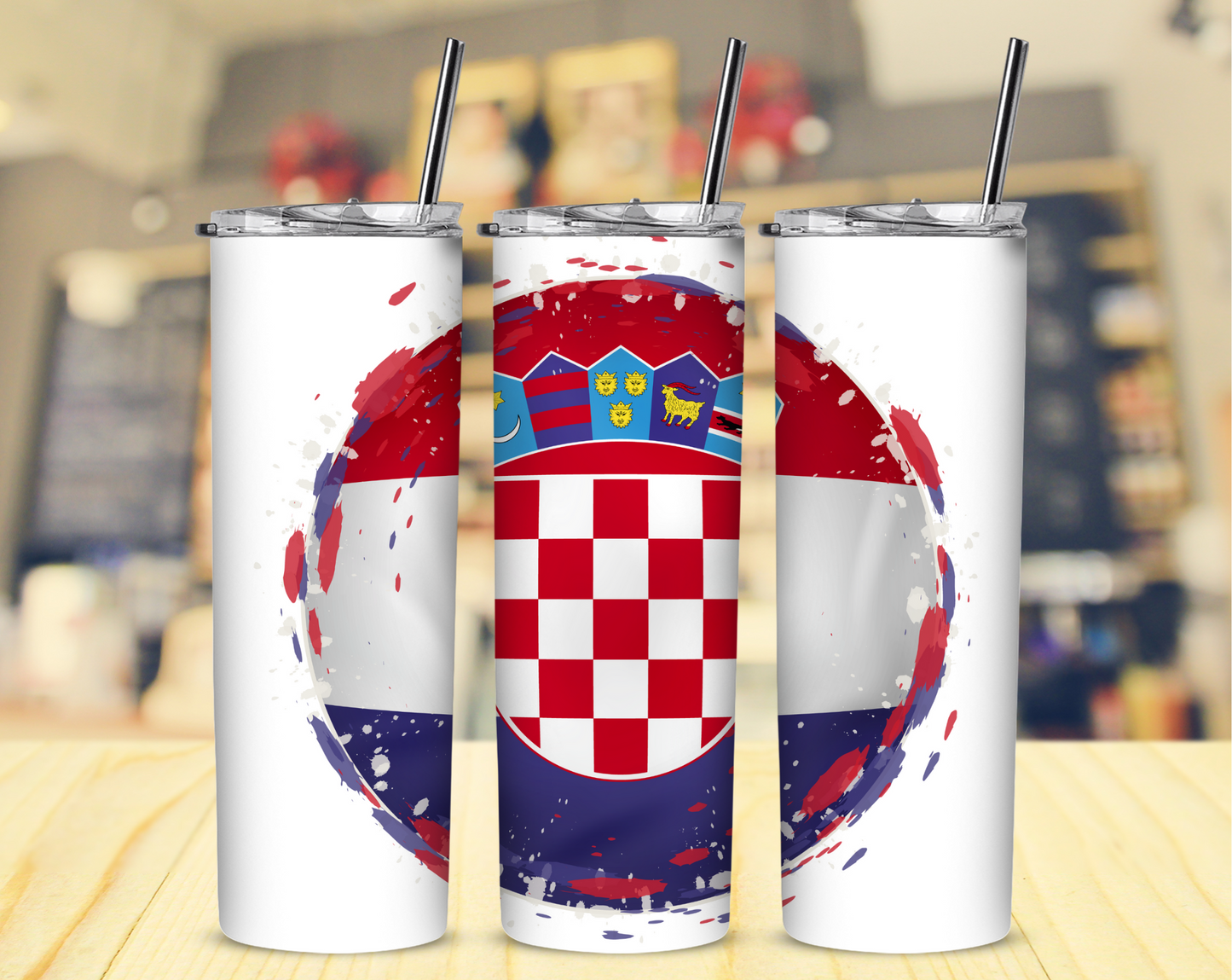 Croatian Flag Circle Tumbler 2Face Graphics