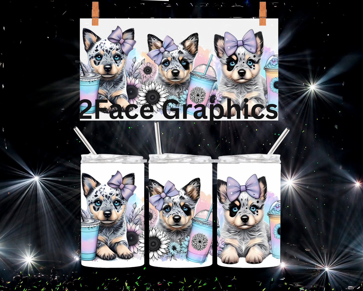 Farm dogs with tumbler cups 2Face Graphics