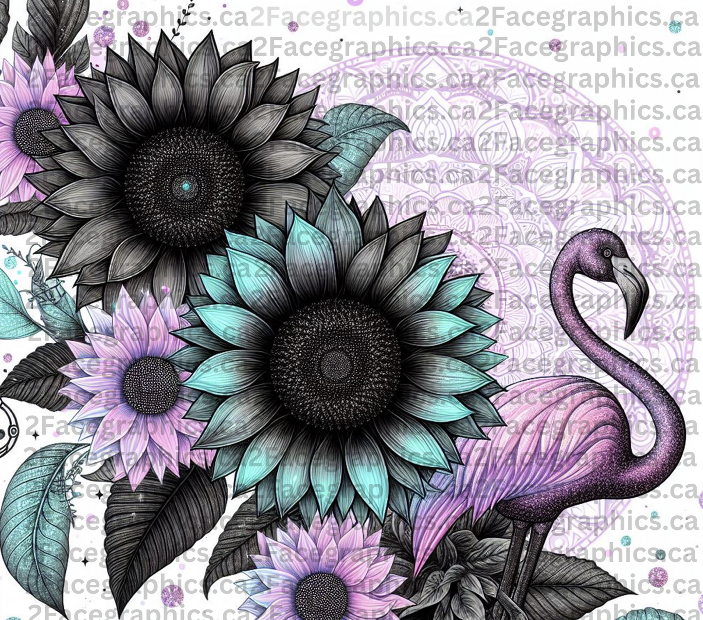 Purple Turquoise Flamingo WRAP 2Face Graphics