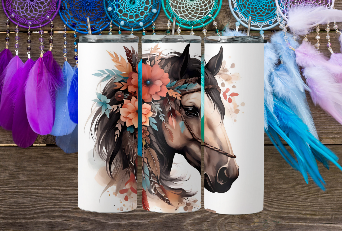 Horse Portrait With Flowers 2Face Graphics