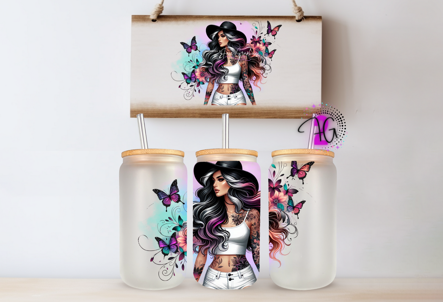 Girl wearing cowboy hat 2Face Graphics