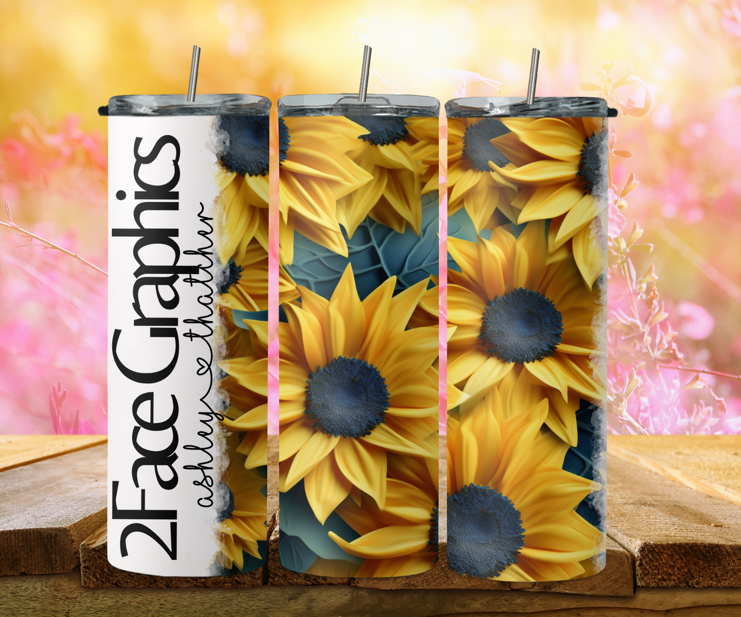3D green center sunflower 2Face Graphics